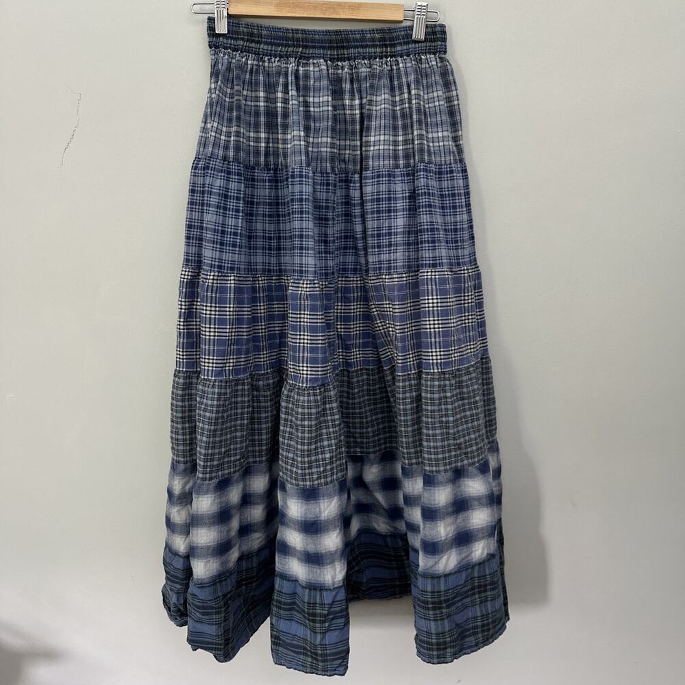 Vintage St Johns Bay Maxi Skirt Womens Medium Blue Patchwork Peasant Boho Chic - Picture 7 of 10